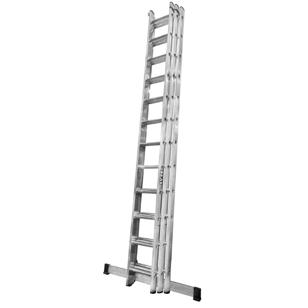 Lyte Triple Section Industrial Professional Aluminium Extension Ladder ...